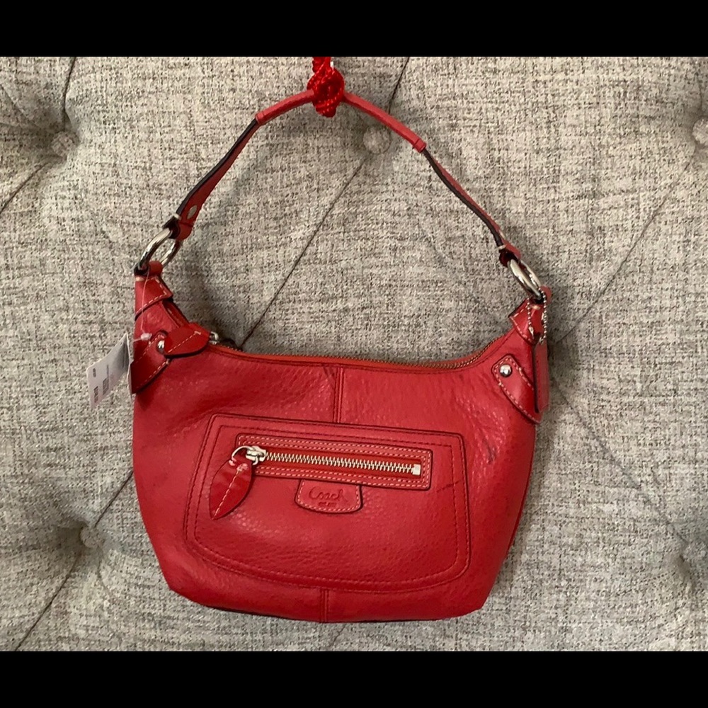 Coach red leather Penelope small hobo bag